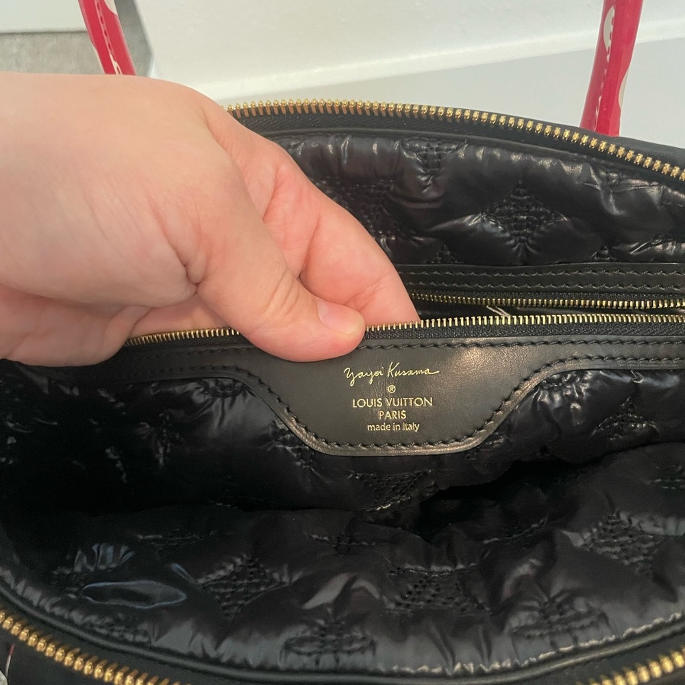 Louis Vuitton Black Tote with Red and White Polka Dot Trim - Picture 10 of 10